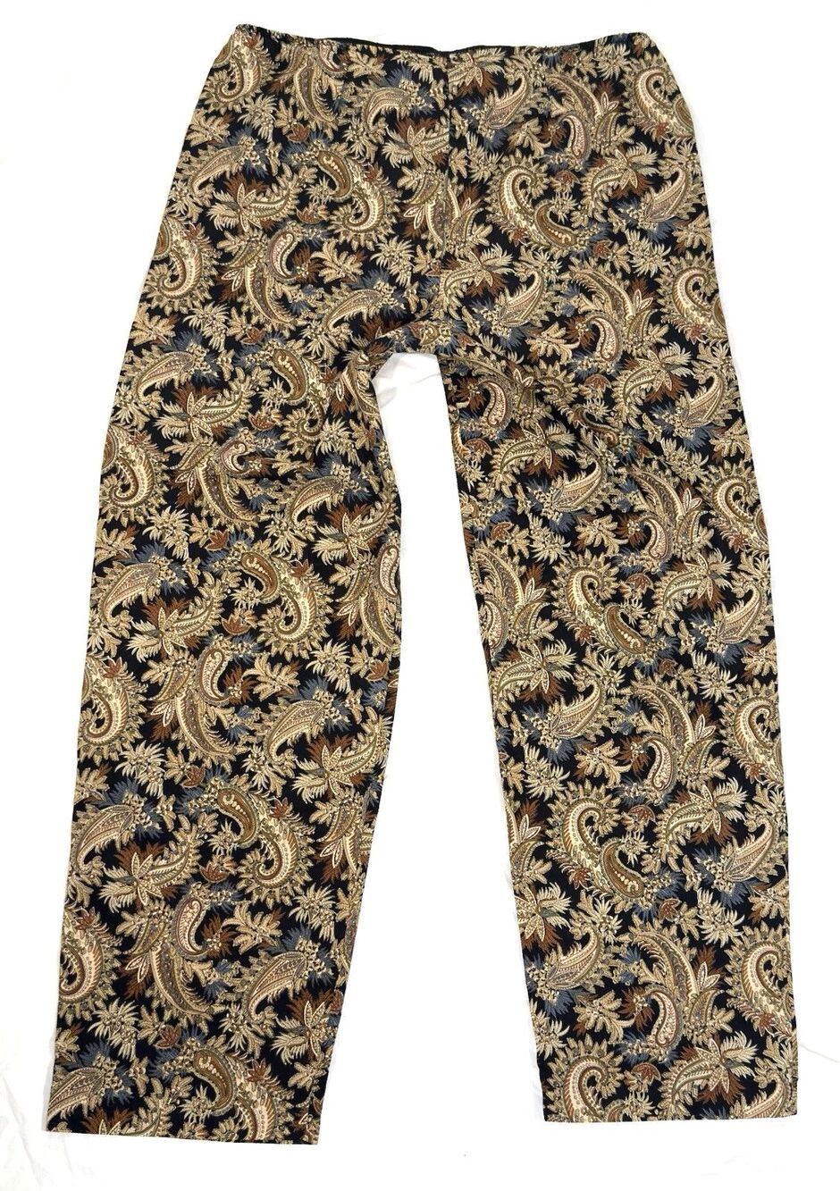 Vintage 90s Vassarette Silky Paisley Pajama Lounge Pants Small Made USA Wide Leg